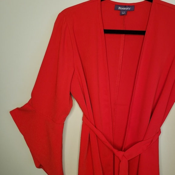 Roaman's 2-pc Set Bell Sleeve Wrap Top & Wide Leg Pants Plus Size 14W Formal NWT - Picture 5 of 6